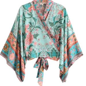 Women's tie wrap kimono